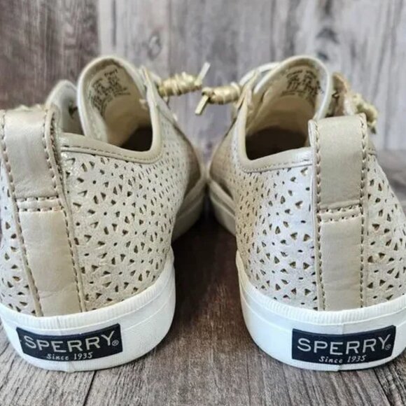 Sperry Top-Sider Crest Vibe Perf Sneaker SZ 5.5 Champagne Gold Memory Foam Tan S - Picture 7 of 11